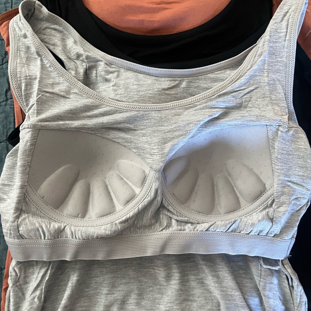 Women's Sleeveless Tank Top Set - Gray, Black, Orange - Picture 2 of 3